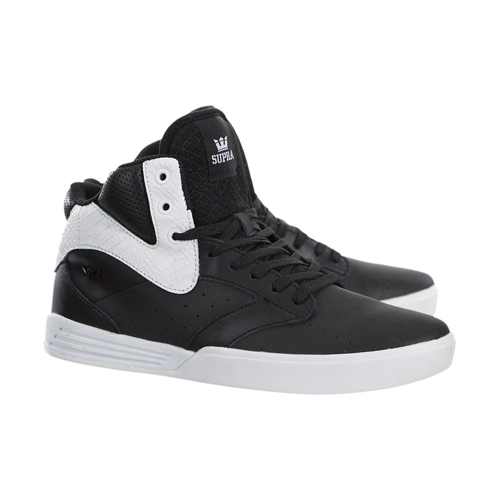 Chaussures de Skate Supra Khan Noir Blanche Black/White-White Homme | MYV-33542720